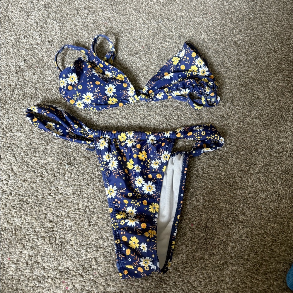 Vibrant Blue and Yellow Bikini for Swim